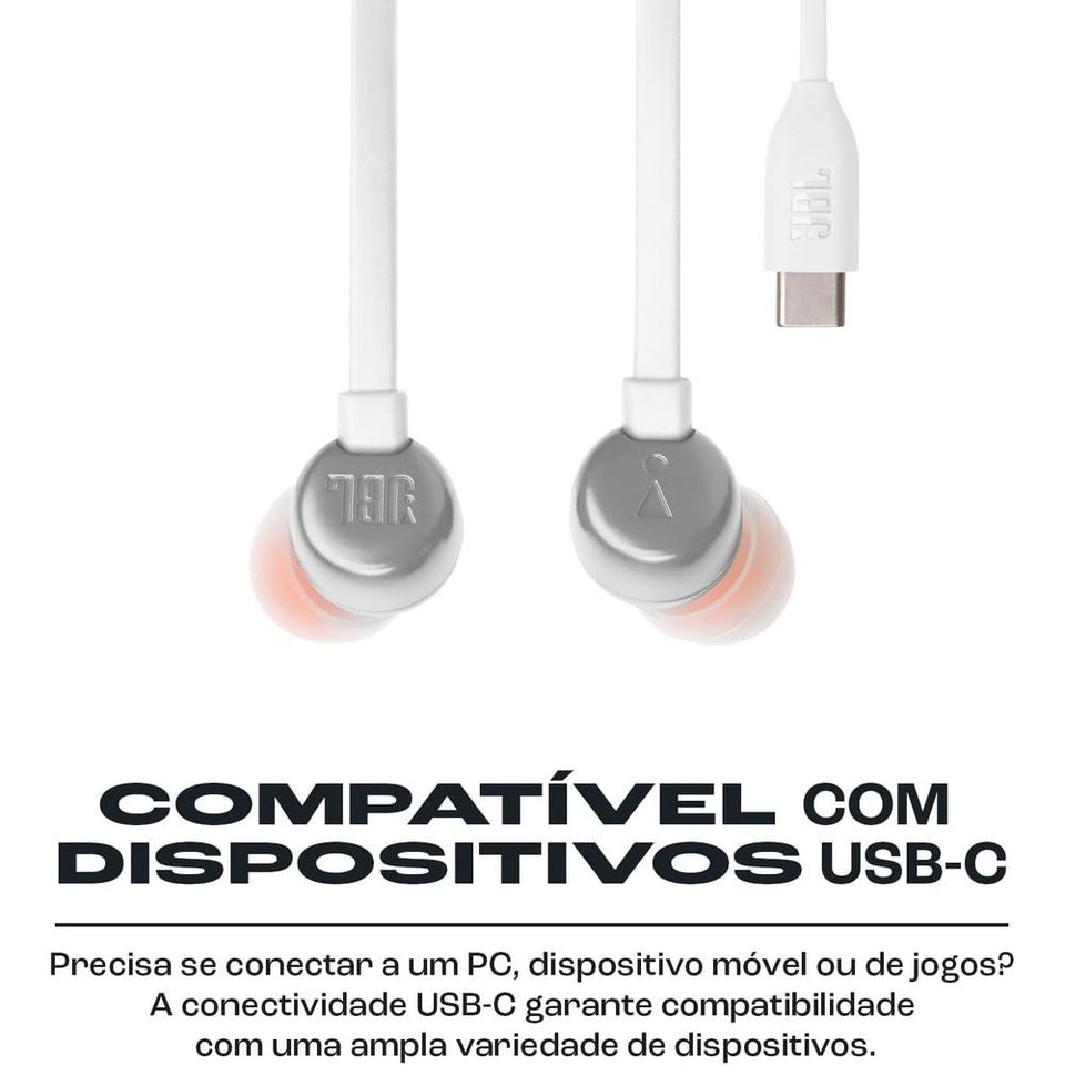 Fone Intra C/Microfone Usb C Tune T310C - Branco Jbl
