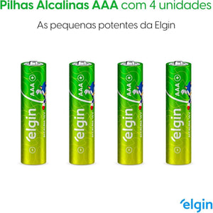 Pilha Alcalina AAA Elgin Blister c/ 4 Unidades