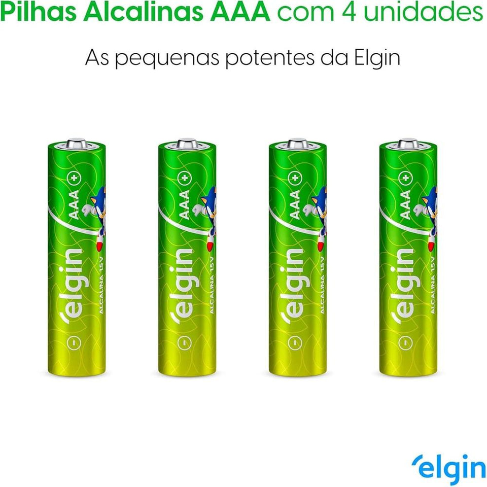 Pilha Alcalina AAA Elgin Blister c/ 4 Unidades