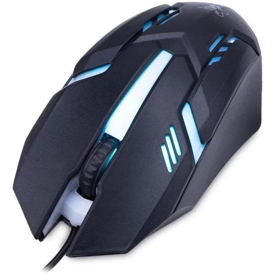 Mouse Com Fio Usb Preto/Azul Geek Max Maxprint