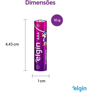 Pilha Recarregável AAA Elgin 1000mAh c/ 4 Unidades