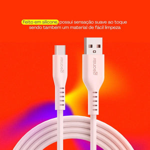 Cabo Usb-A Para Usb-C T Rosa Silicone 1,5M Esc05Spk Geonav