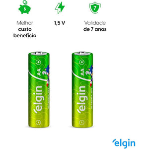 Pilha Alcalina AA Elgin Tubo c/ 24 Unidades