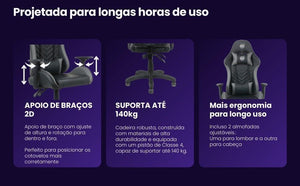 Cadeira Gamer Elite Pro Dazz Preto E Cinza