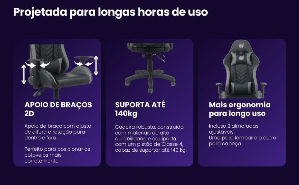 Cadeira Gamer Elite Pro Dazz Preto E Cinza