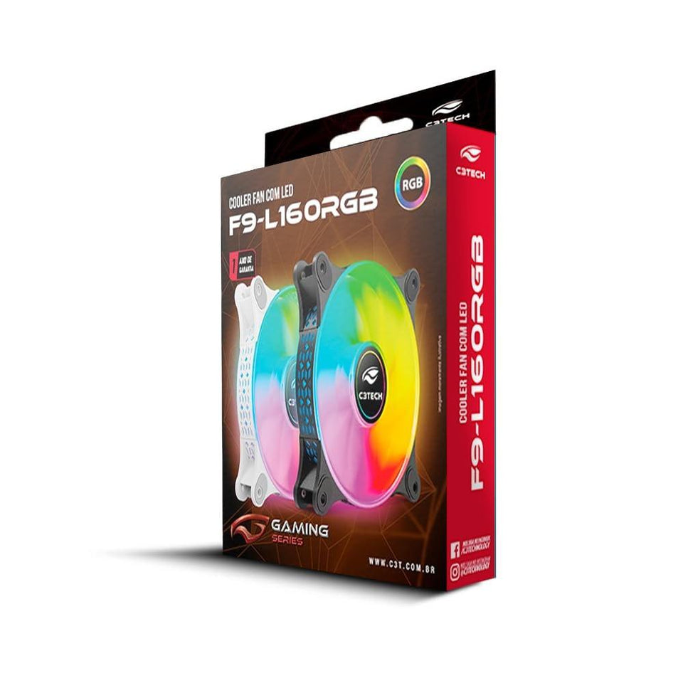 Cooler Fan C3Tech F9-L160BK 12cm Iluminação RGB