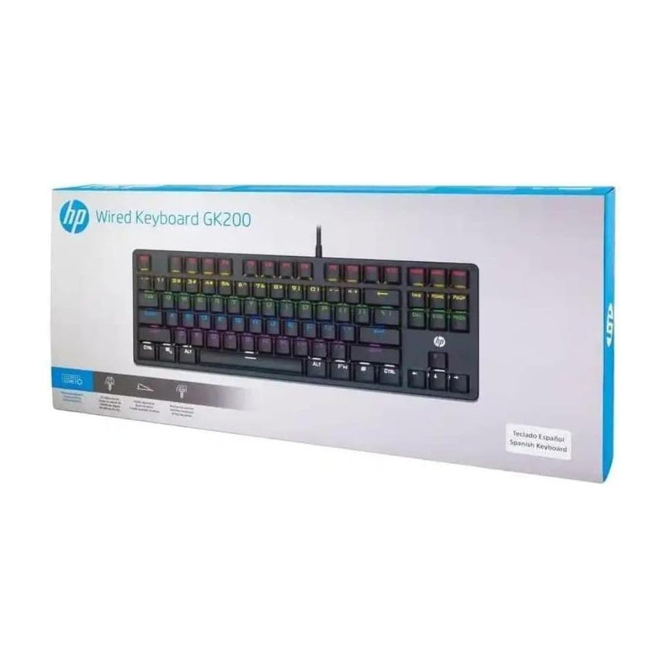 Teclado Gamer Mecânico HP GK200 LED ABNT2 Preto