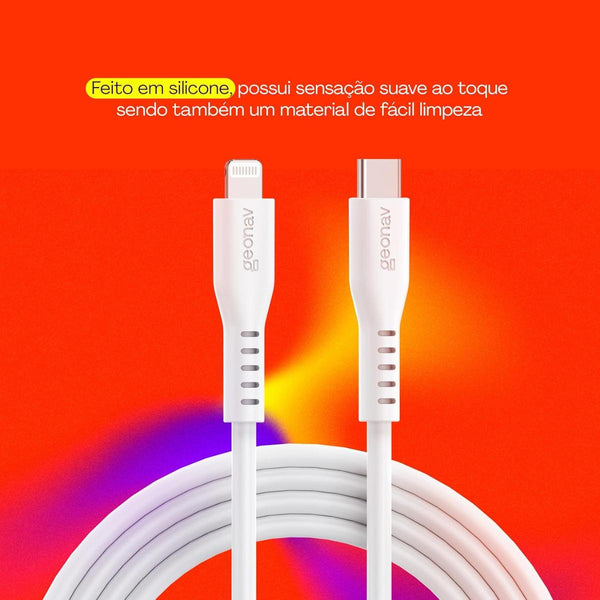 Cabo Usb-C P/Lightning Branco Silicone 1,5M Eslicswt Geonav