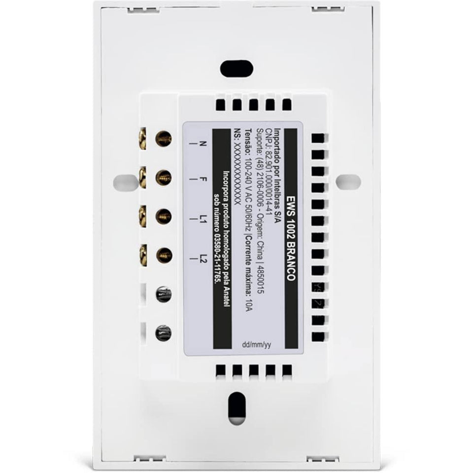 Interruptor Smart Wifi Touch 2 Ews 1002 Branco Intelbras
