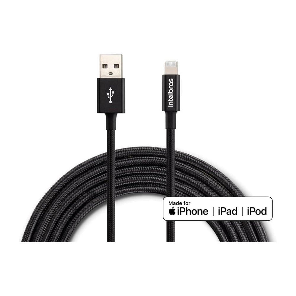 Cabo USB para Lightning Intelbras 1.5m Nylon Preto