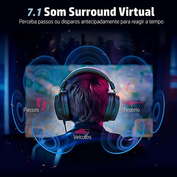 Fone C/Microfone Game 7.1 Usb H220Gs Hp Preto