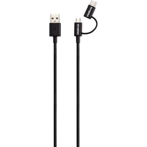 Cabo 2 em 1 Micro USB e USB-C Intelbras 1.2m Preto