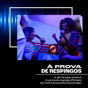 Caixa de Som JBL PartyBox Encore 2 com 2 Microfones