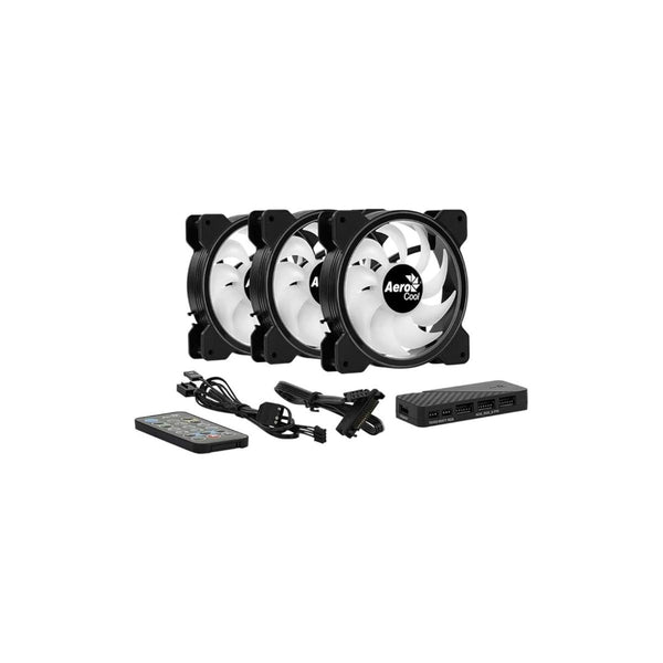 Kit 3 Cooler Fan c/ Hub Aerocool Saturn 12 ARGB Pro