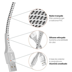 Cabo Lightning Em Nylon Trancado Geonav 1,2M Esliwt