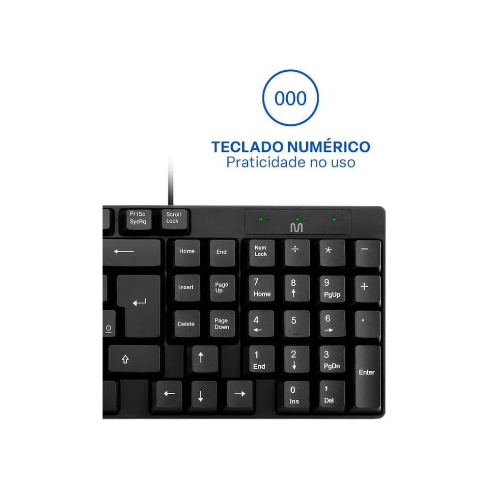 Teclado Com Fio Usb Basico Tc193Bu Preto Multilaser