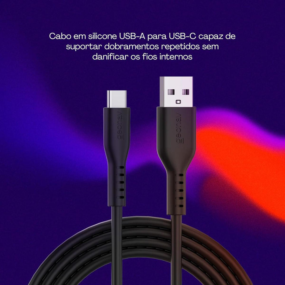 Cabo Usb-A Para Usb-C Preto Silicone 1,5M Esc05Sbk Geonav
