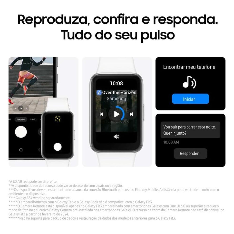 Smartwatch Samsung Galaxy Fit3 Pulseira Esportiva Branca