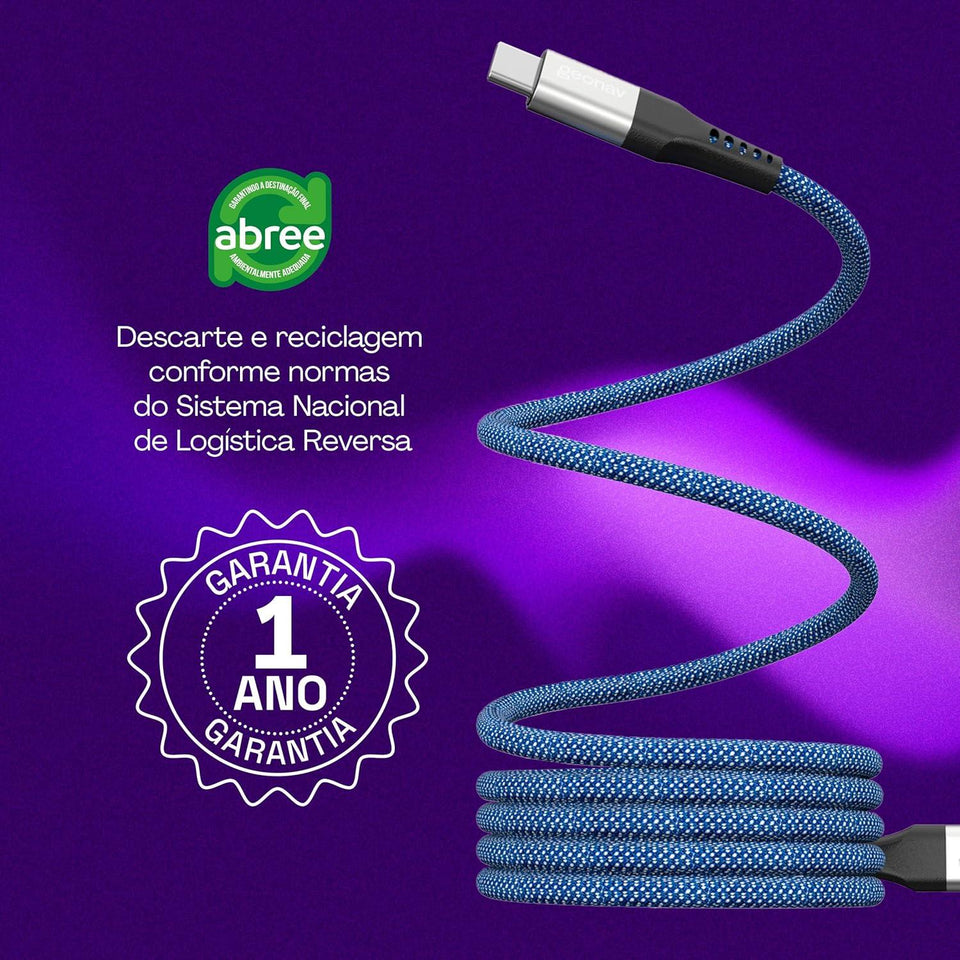 Cabo Magnetico Usb-C P/Usb-C 2.0 Nylon Geonav Ucc09Mag