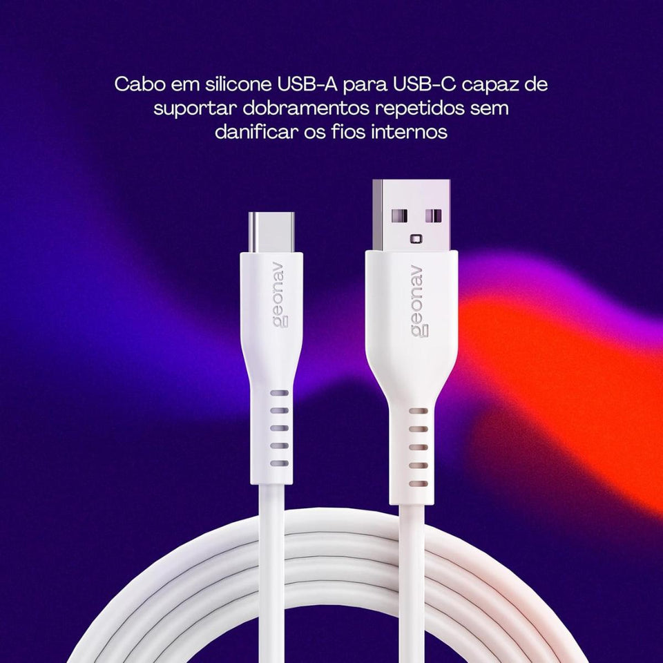 Cabo Usb-A Para Usb-C Branco Silicone 1,5M Esc05Swt Geonav