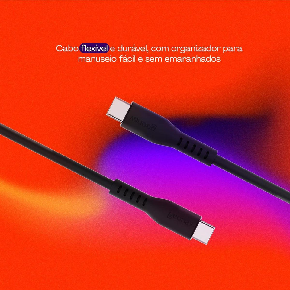Cabo Usb-C Para Usb-C Preto Silicone 1,5M Esc06Sbk Geonav