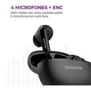 Fone de Ouvido Bluetooth Aiwa Earbud AWS-EB-01-B Preto