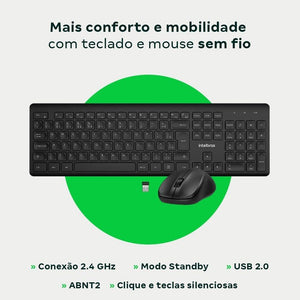 Kit Teclado E Mouse S/ Fio Csi 50 Intelbras