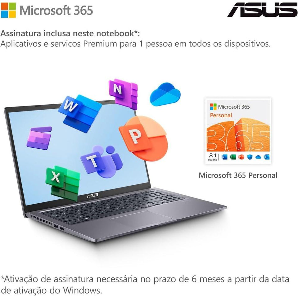 Notebook Asus 15.6 Intel Dual Core 4 Gb 128 Gb Ssd X515ka