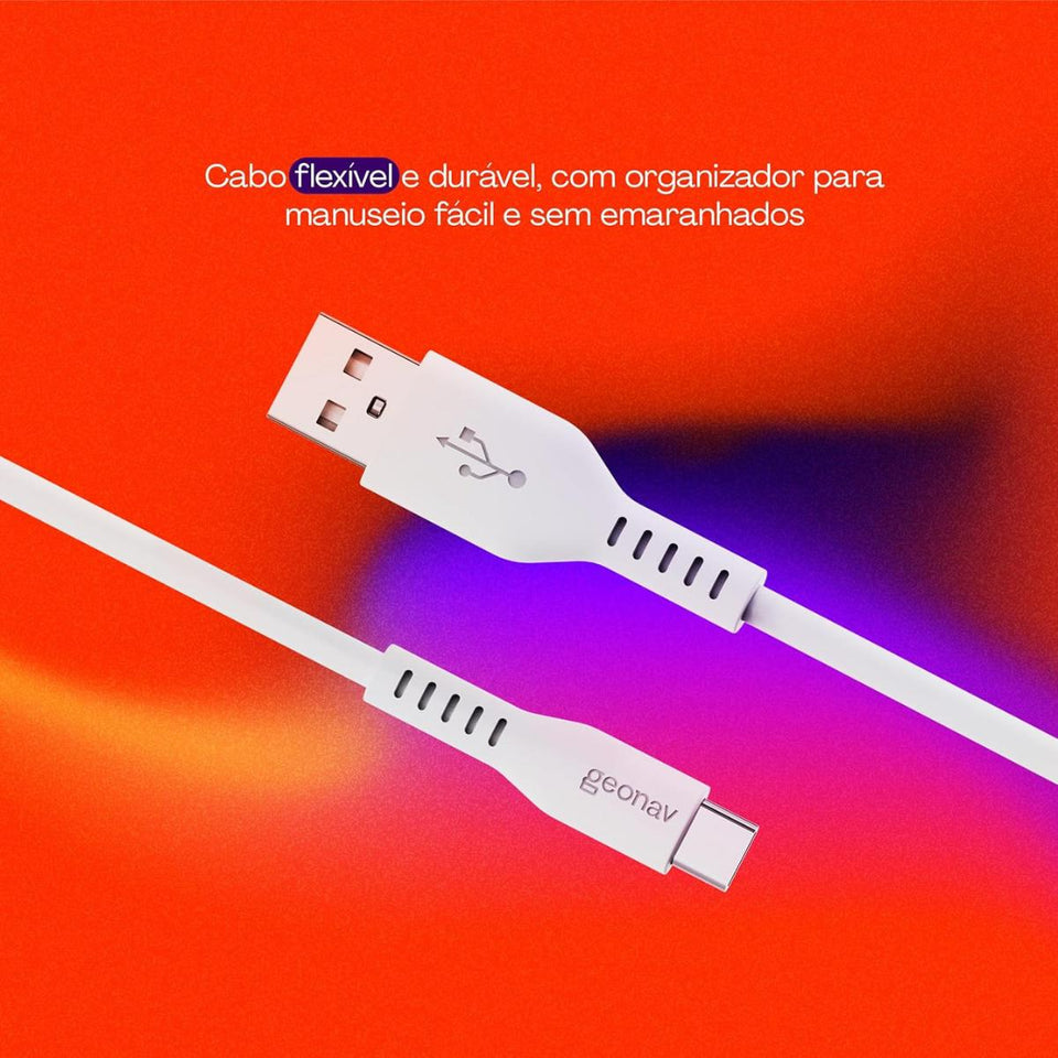 Cabo Usb-A Para Usb-C Branco Silicone 1,5M Esc05Swt Geonav