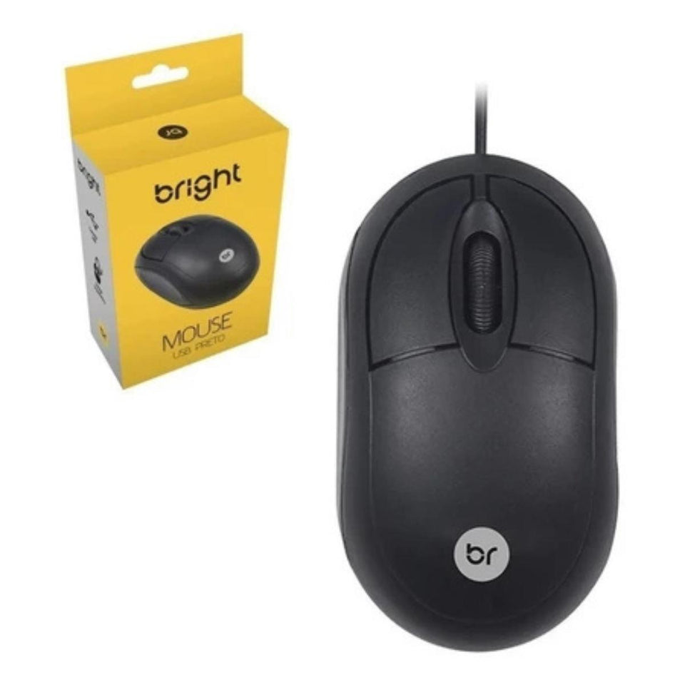 Mouse Com Fio Usb Optico Ps2 Preto Bright
