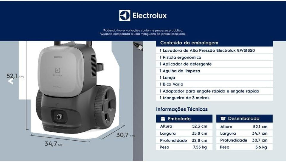 Lavadora Pressao Electrolux Ews1850 1400W 127V Cinza E Preto
