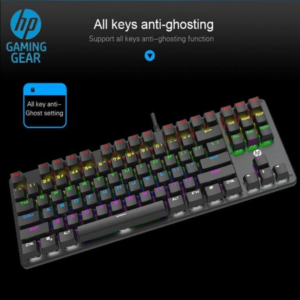 Teclado Gamer Mecânico HP GK200 LED ABNT2 Preto