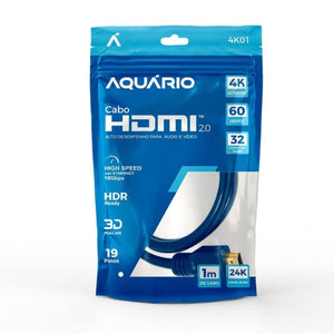 Cabo Hdmi 2.0 4K 3D 19 Pinos 1 Metro Aquario