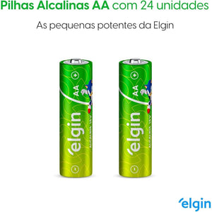 Pilha Alcalina AA Elgin Tubo c/ 24 Unidades