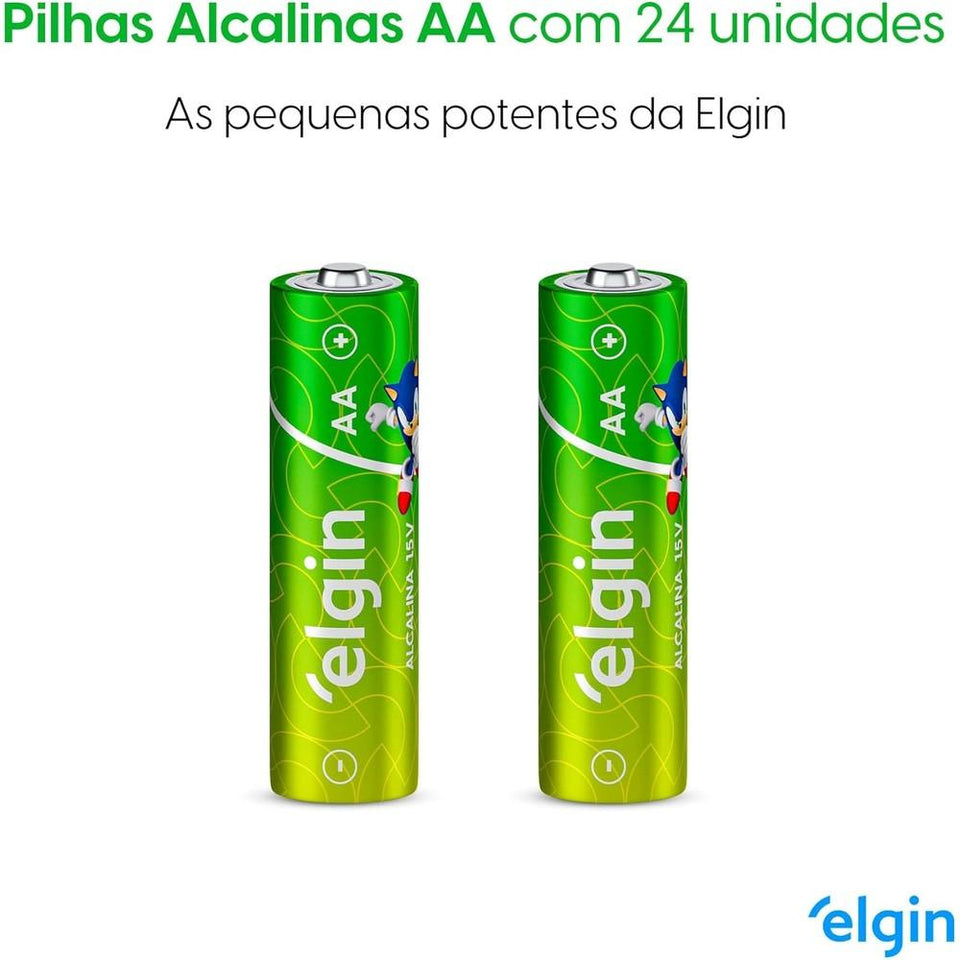 Pilha Alcalina AA Elgin Tubo c/ 24 Unidades