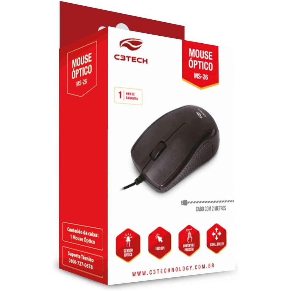 Mouse com Fio C3Tech MS-26BK USB Preto