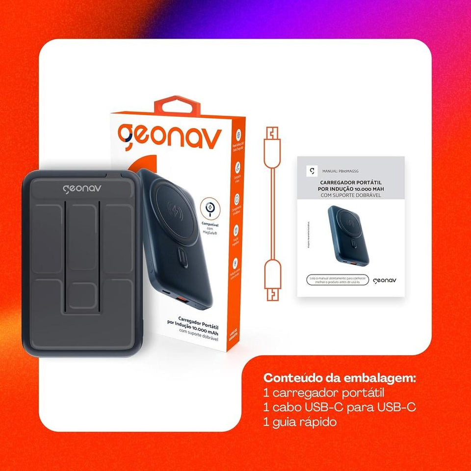 CARREGADOR PORTATIL C/ INDUCAO, 10.000 MAH E 15W C/MAGSAFE