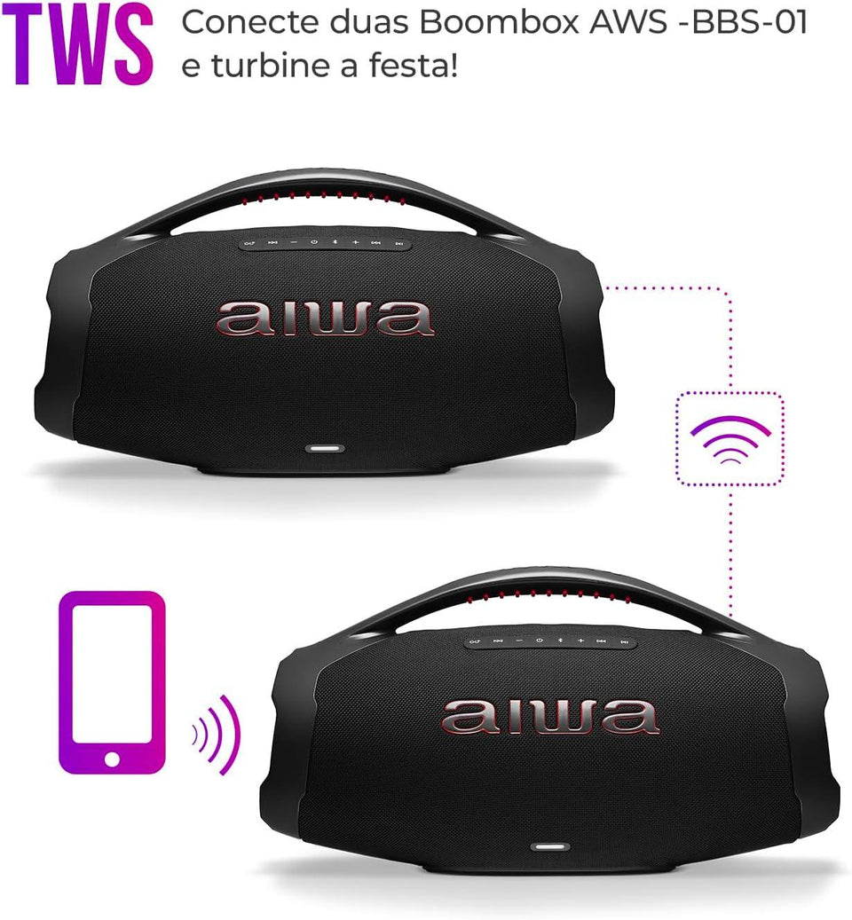 Caixa De Som Aiwa Boombox Bt 200W Preto Aws-Bbs-01-B 4899-01
