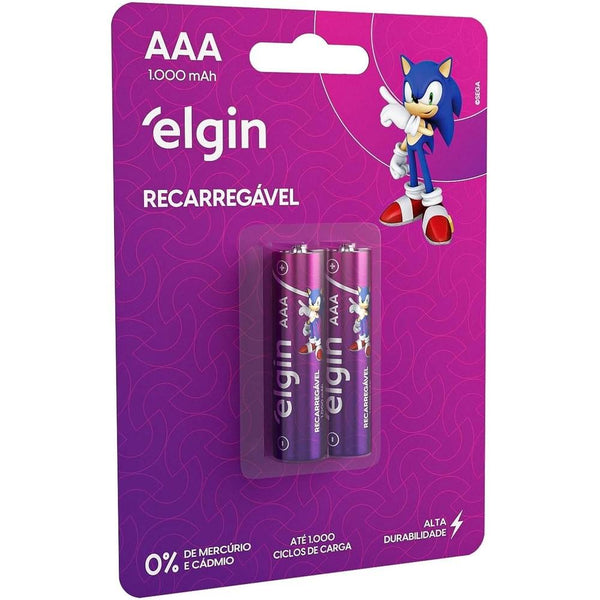 Pilha Recarregável AAA Elgin 1000mAh c/ 2 Unidades