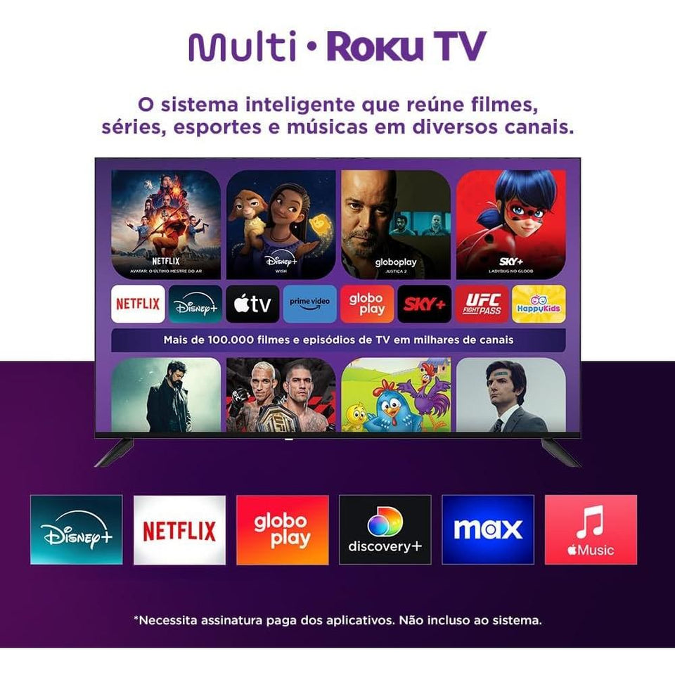 Smart TV QLED Multilaser 50" 4K Roku TL059M