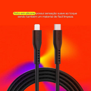 Cabo Usbc Para Lightning Preto Silicone 1,5M Eslicsbk Geonav