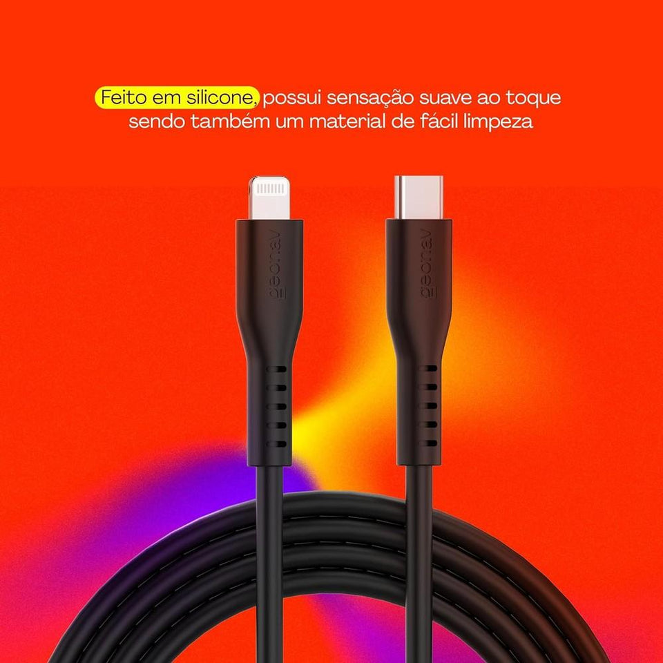 Cabo Usbc Para Lightning Preto Silicone 1,5M Eslicsbk Geonav