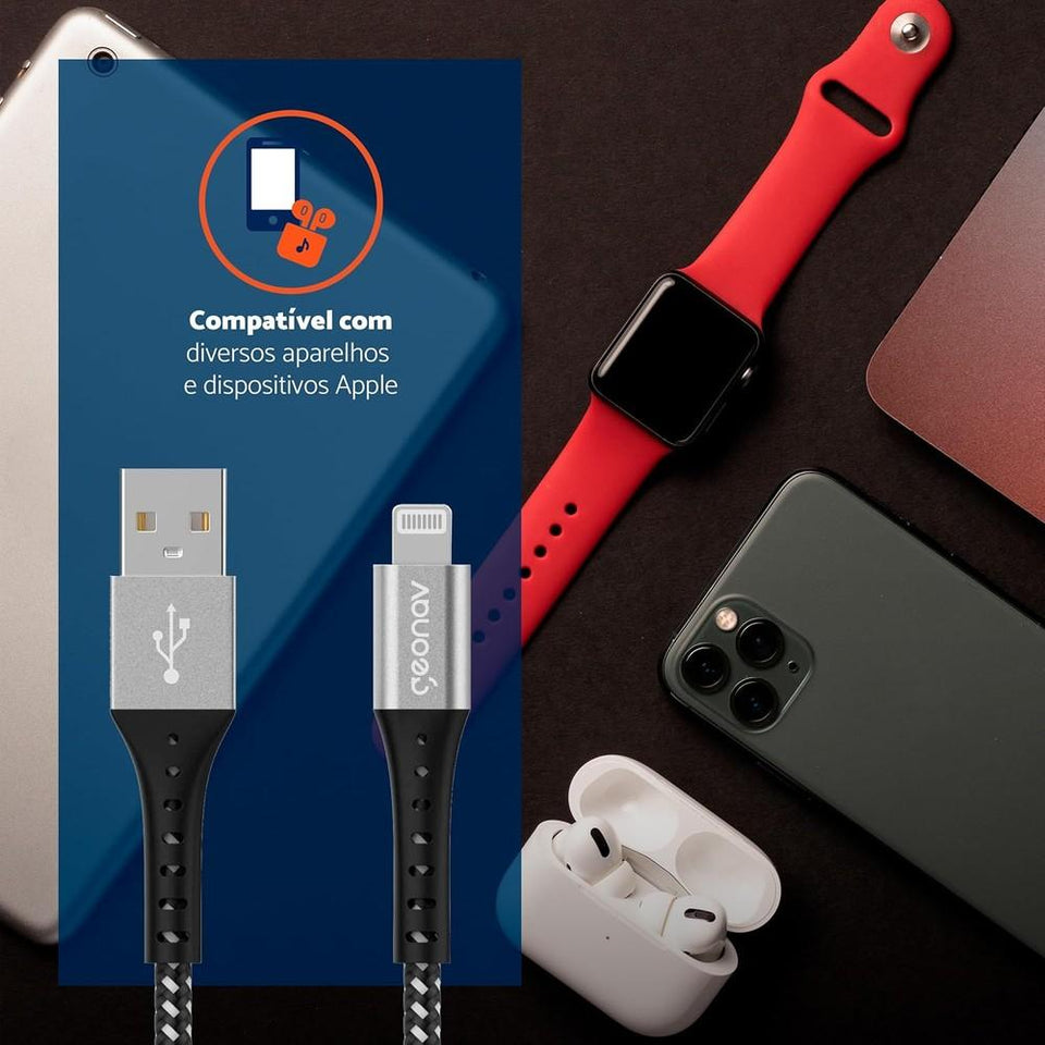 Cabo Usb-A Para Lightning Geonav 1,2M Geonav