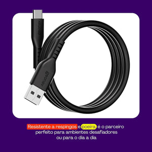 Cabo Usb-A Para Usb-C Preto Silicone 1,5M Esc05Sbk Geonav
