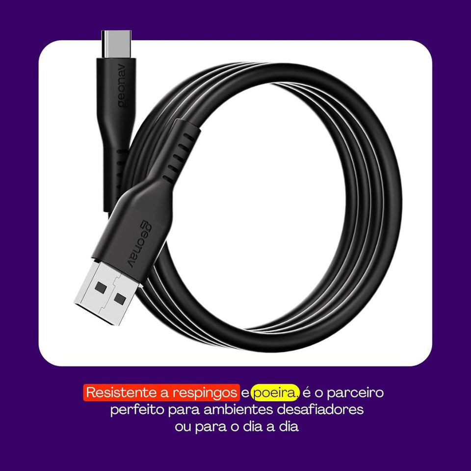 Cabo Usb-A Para Usb-C Preto Silicone 1,5M Esc05Sbk Geonav