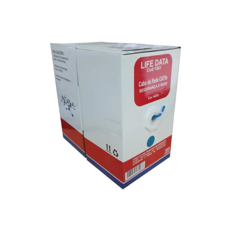 Caixa De Cabo De Rede Life Data Cat5E Azul 1061-A Cx