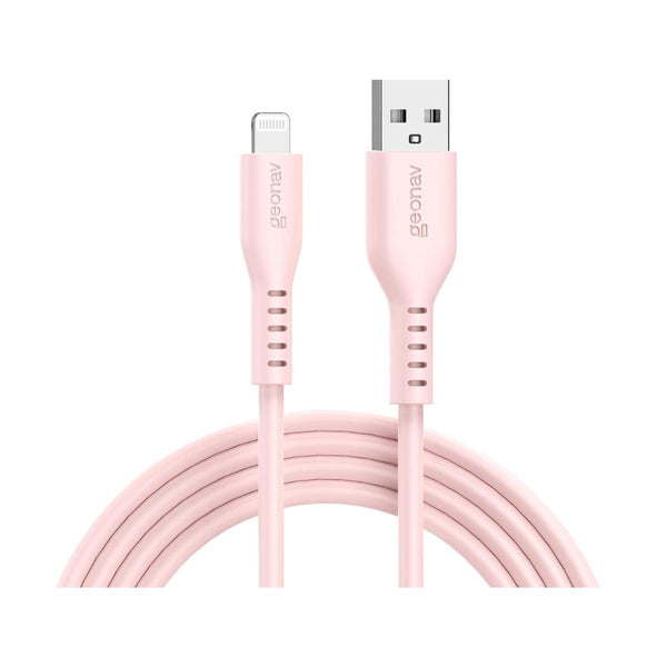 Cabo Usb-A P/ Lightning Mfi Em Silicone, 1,5M Rosa Geonav