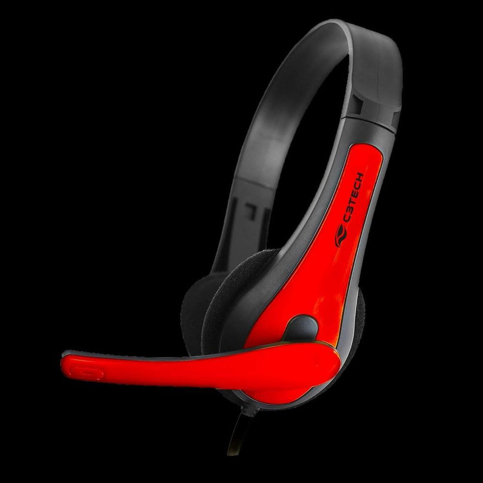 Headset c/ Fio C3Tech PH-30BK P2 Preto e Vermelho