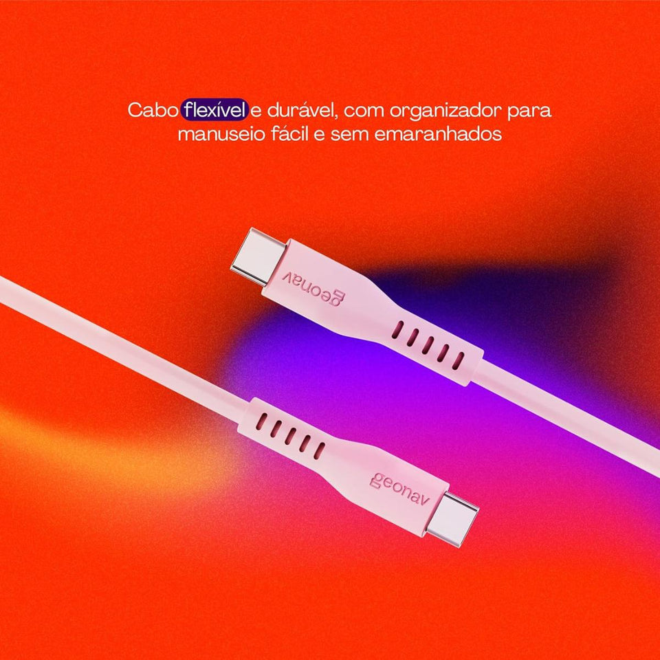 Cabo Silicone Usb-C Para Usb-C 2.0 1,5M Esc06Spk Rosa Geonav