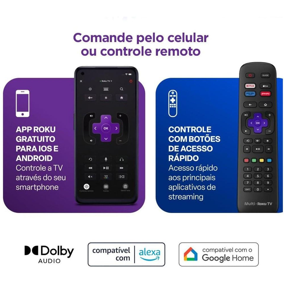 Smart TV QLED Multilaser 50" 4K Roku TL059M